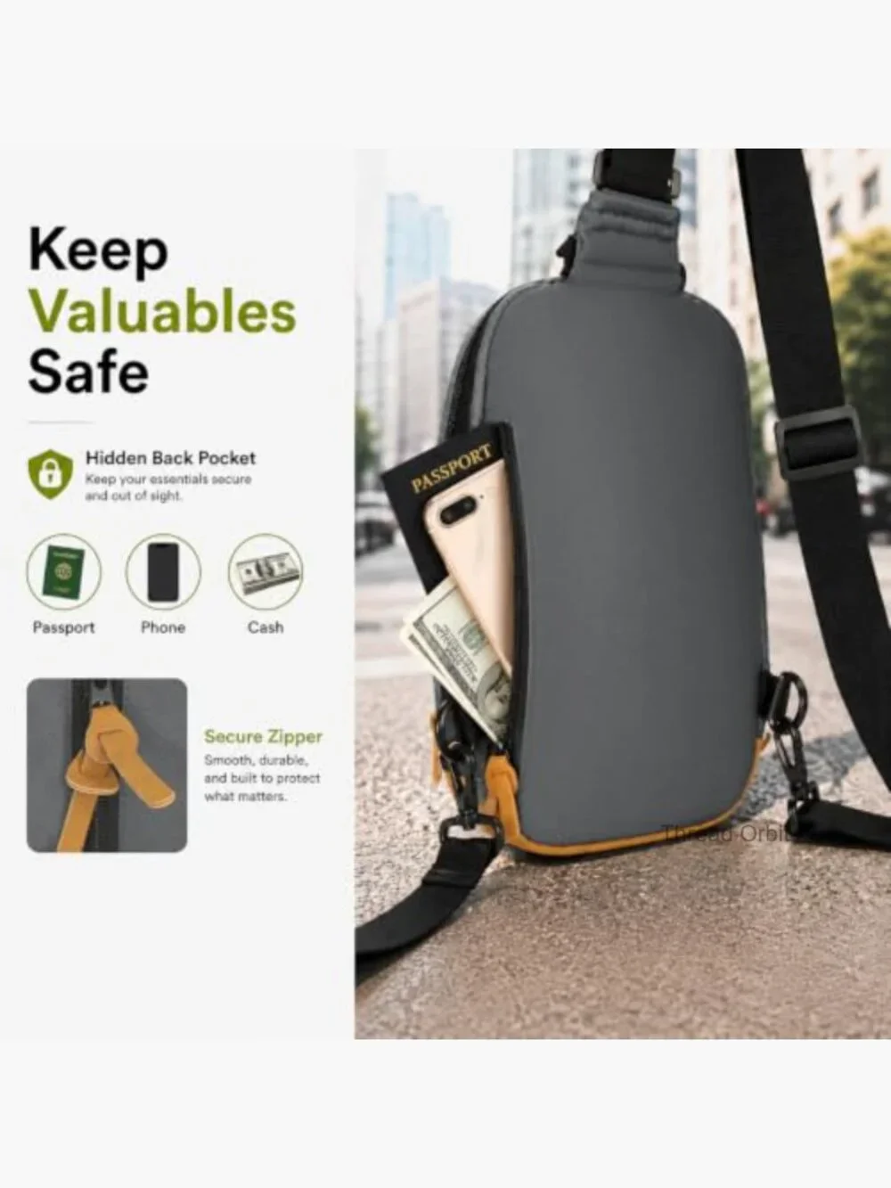 Waterproof Lightweight Sling Crossbody Bag with Multi-Pockets